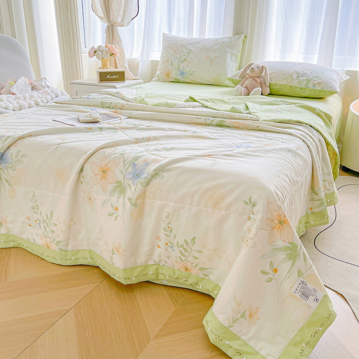 91家纺网 家纺一手货源 找家纺 格子铺 2026新款全棉纯棉印花棉花夏被夏凉被空调被 格拉花园