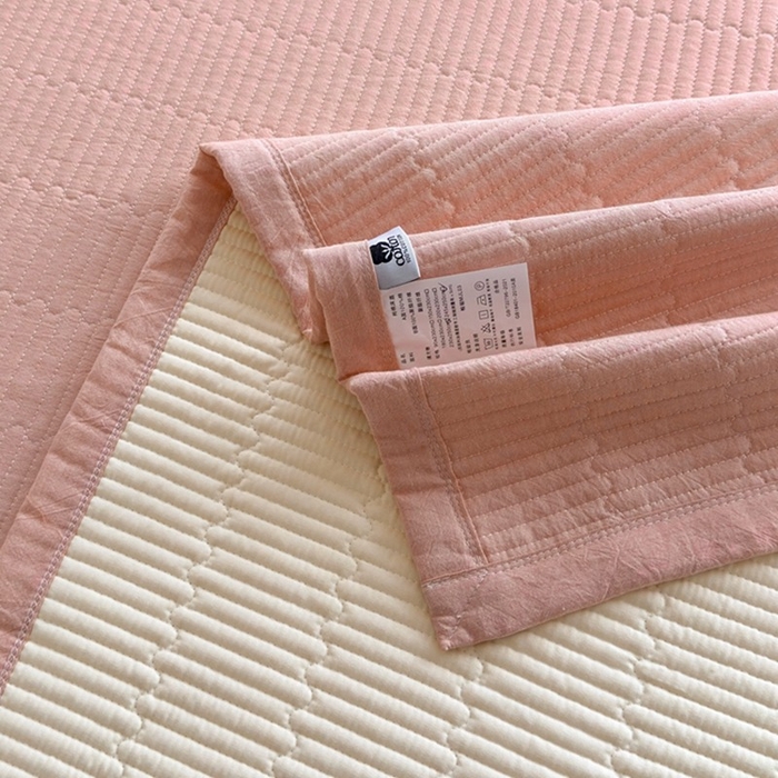 91家纺网 家纺一手货源 找家纺 梦精灵家纺 2026新款全棉纯棉色织水洗棉四件套绗缝夹棉床盖防滑床单四季通用米单人学生宿舍 桔红