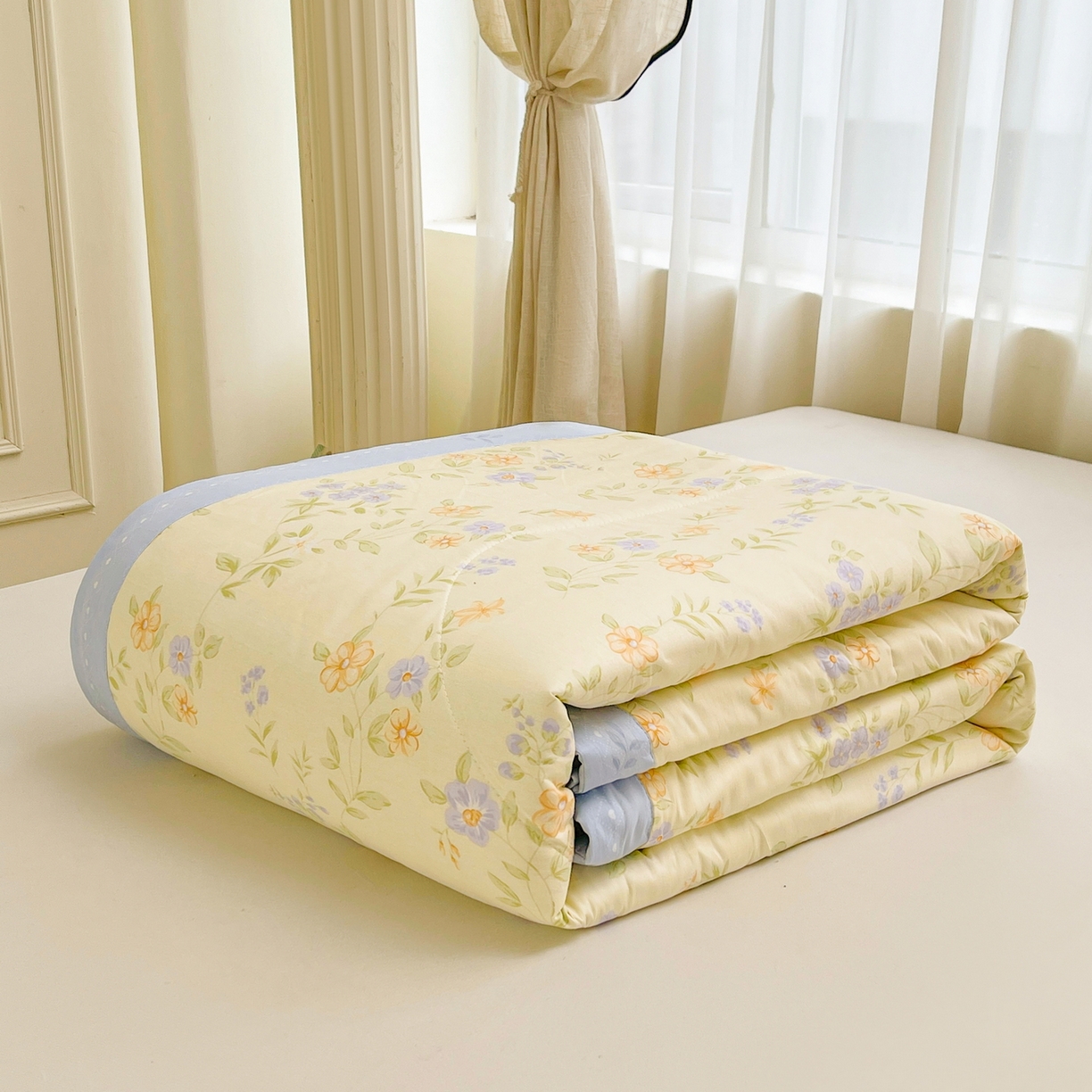 91家纺网 家纺一手货源 找家纺 格子铺 2026新款全棉纯棉印花棉花夏被夏凉被空调被 花诺