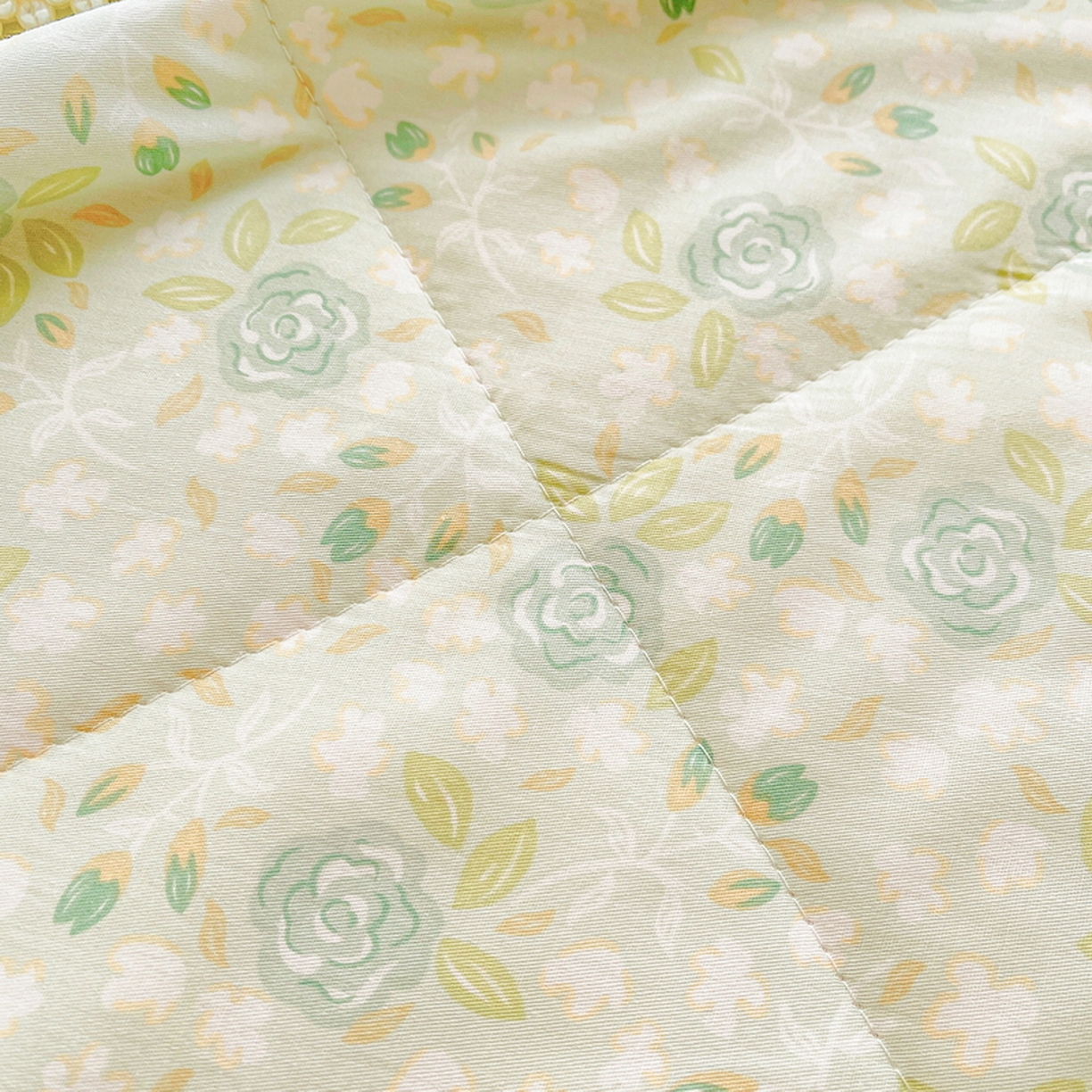 91家纺网 家纺一手货源 找家纺 格子铺 2026新款全棉纯棉印花棉花夏被夏凉被空调被 花团锦簇绿