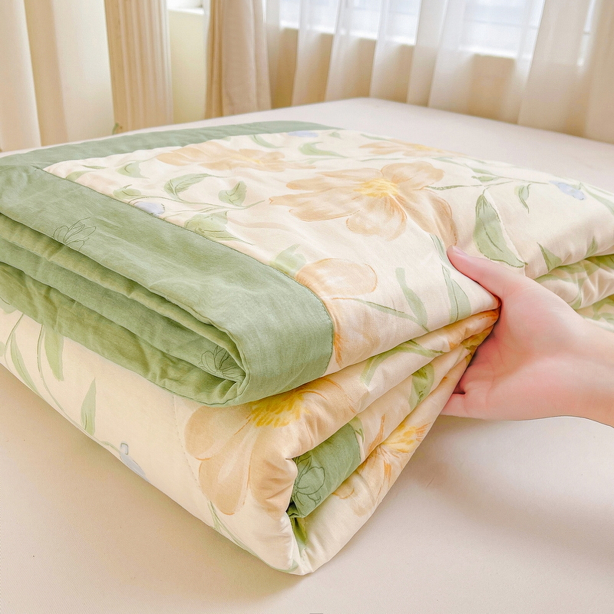 91家纺网 家纺一手货源 找家纺 格子铺 2026新款全棉纯棉印花棉花夏被夏凉被空调被 旷野听风