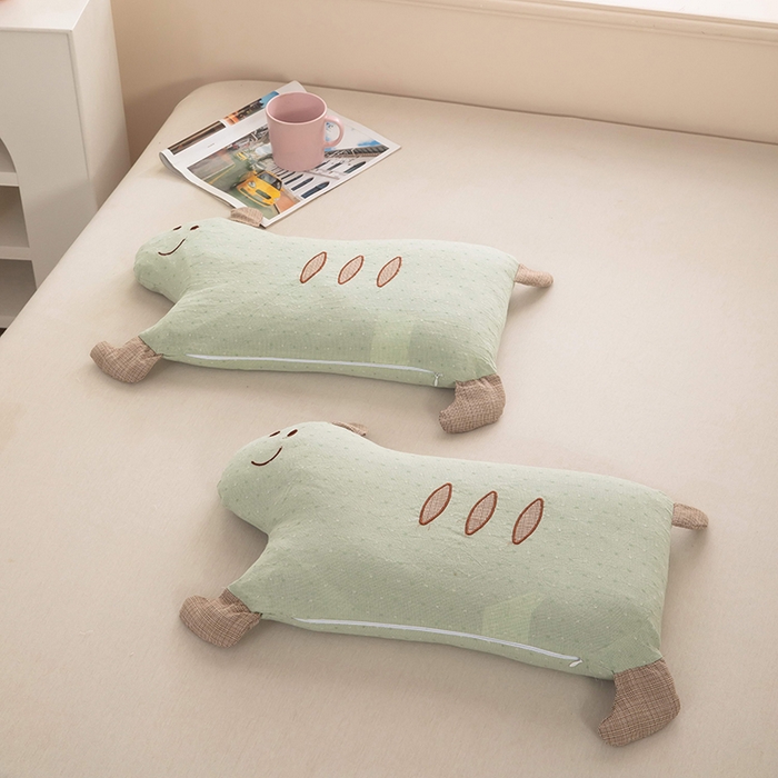 91家纺网 家纺一手货源 找家纺 （总）梦莱家纺 2026新款呼呼猪水洗棉麻荞麦枕