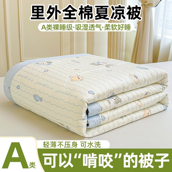 格子铺 2026新款全棉纯棉印花棉花夏被夏凉被空调被 猫咪宝贝