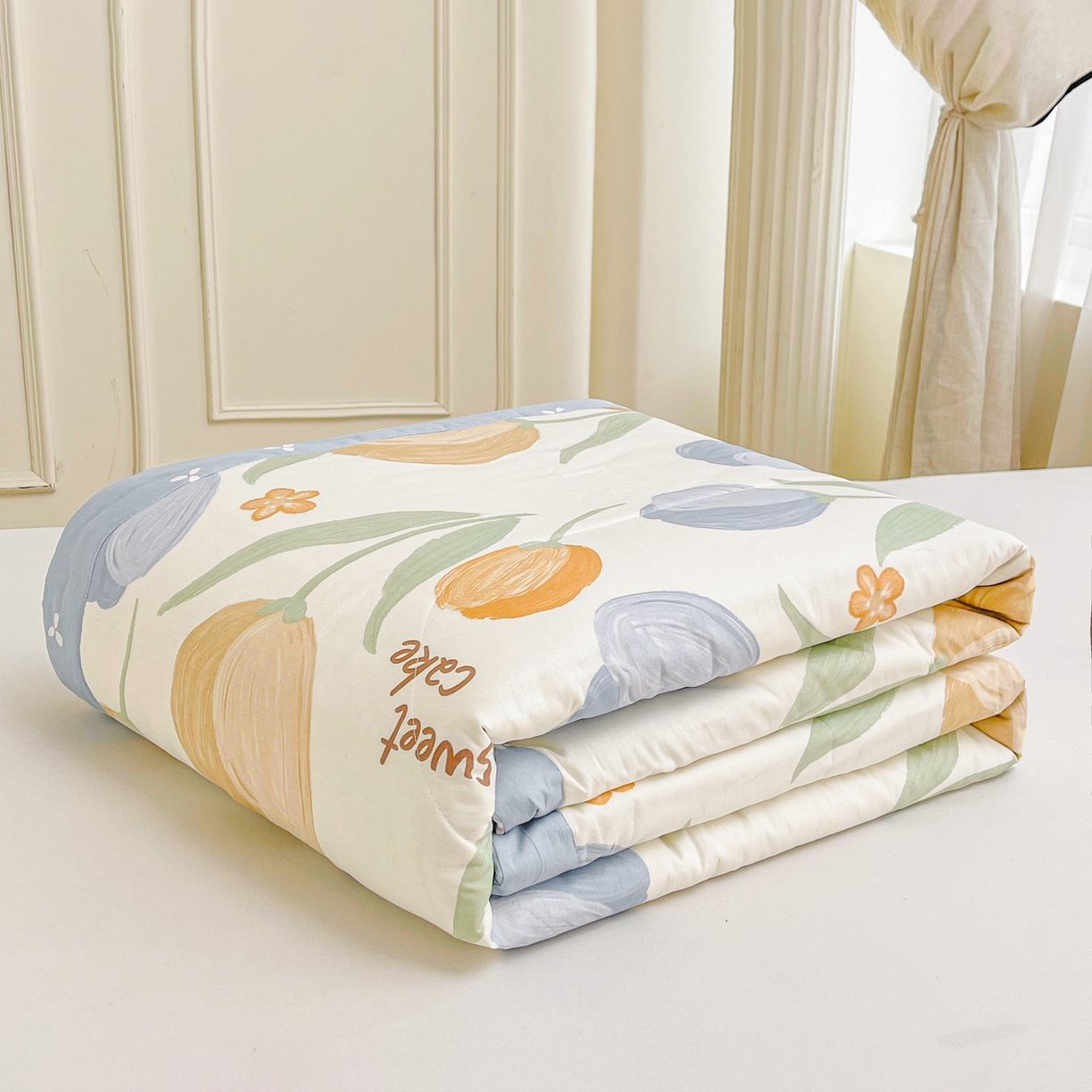 91家纺网 家纺一手货源 找家纺 格子铺 2026新款全棉纯棉印花棉花夏被夏凉被空调被 秋月私语