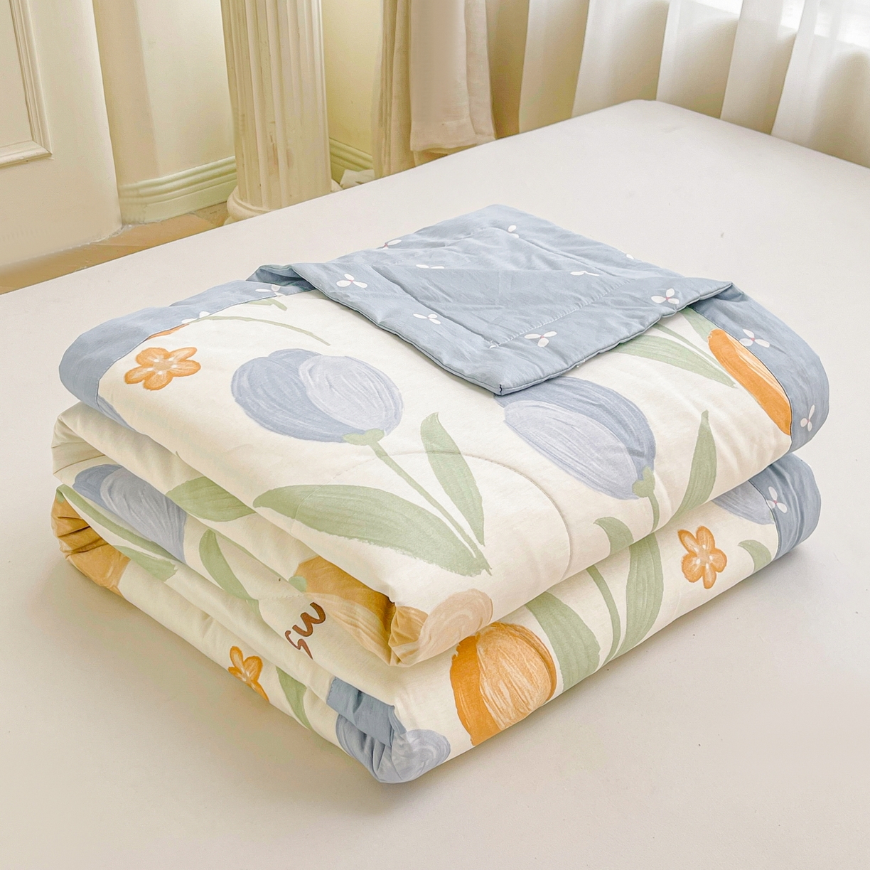 91家纺网 家纺一手货源 找家纺 格子铺 2026新款全棉纯棉印花棉花夏被夏凉被空调被 秋月私语