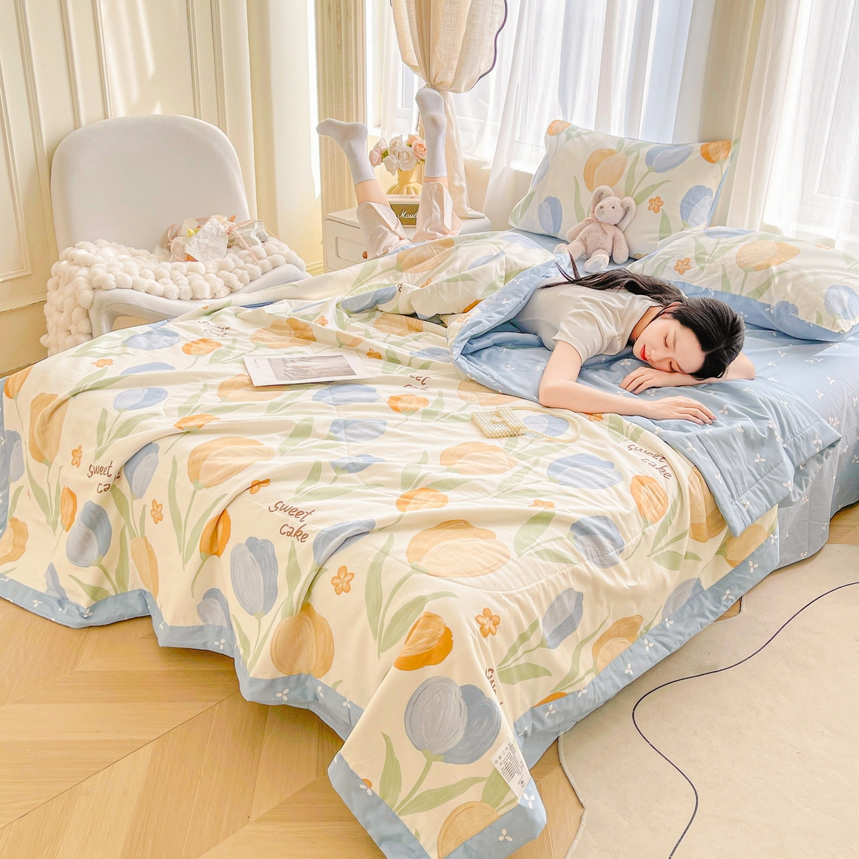 91家纺网 家纺一手货源 找家纺 格子铺 2026新款全棉纯棉印花棉花夏被夏凉被空调被 秋月私语