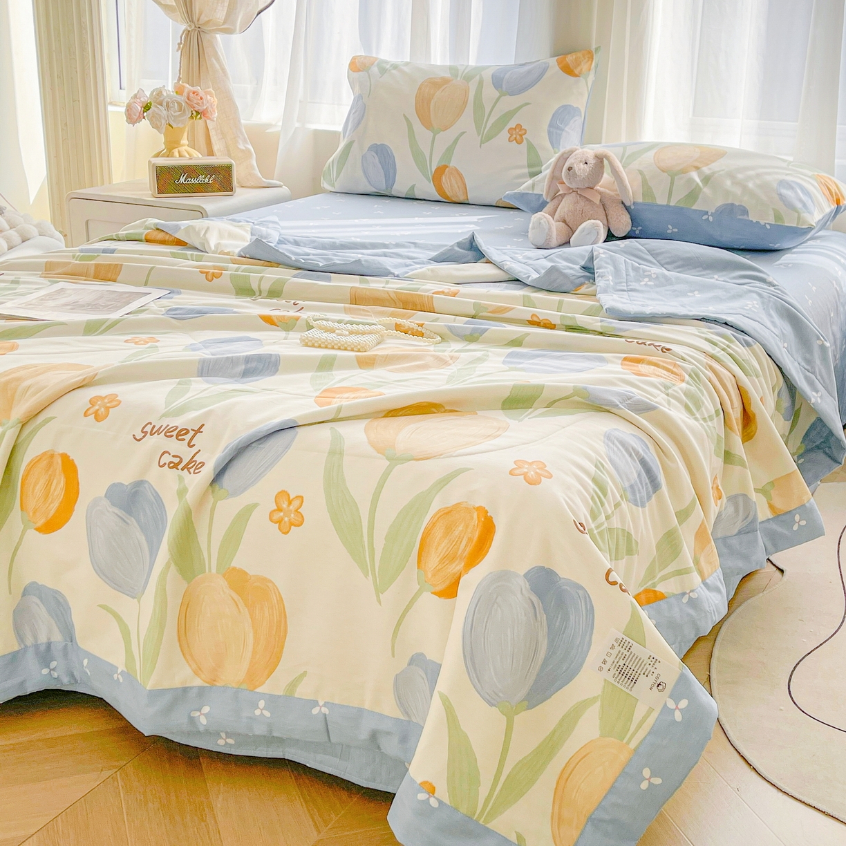 91家纺网 家纺一手货源 找家纺 格子铺 2026新款全棉纯棉印花棉花夏被夏凉被空调被 秋月私语