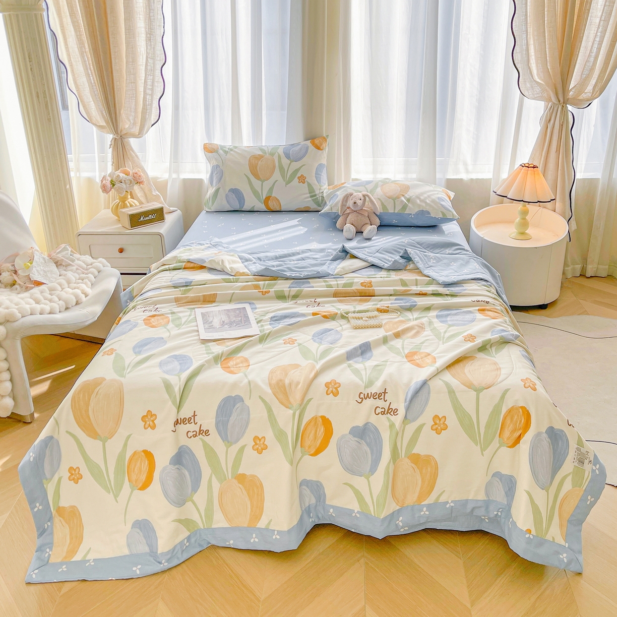 91家纺网 家纺一手货源 找家纺 格子铺 2026新款全棉纯棉印花棉花夏被夏凉被空调被 秋月私语