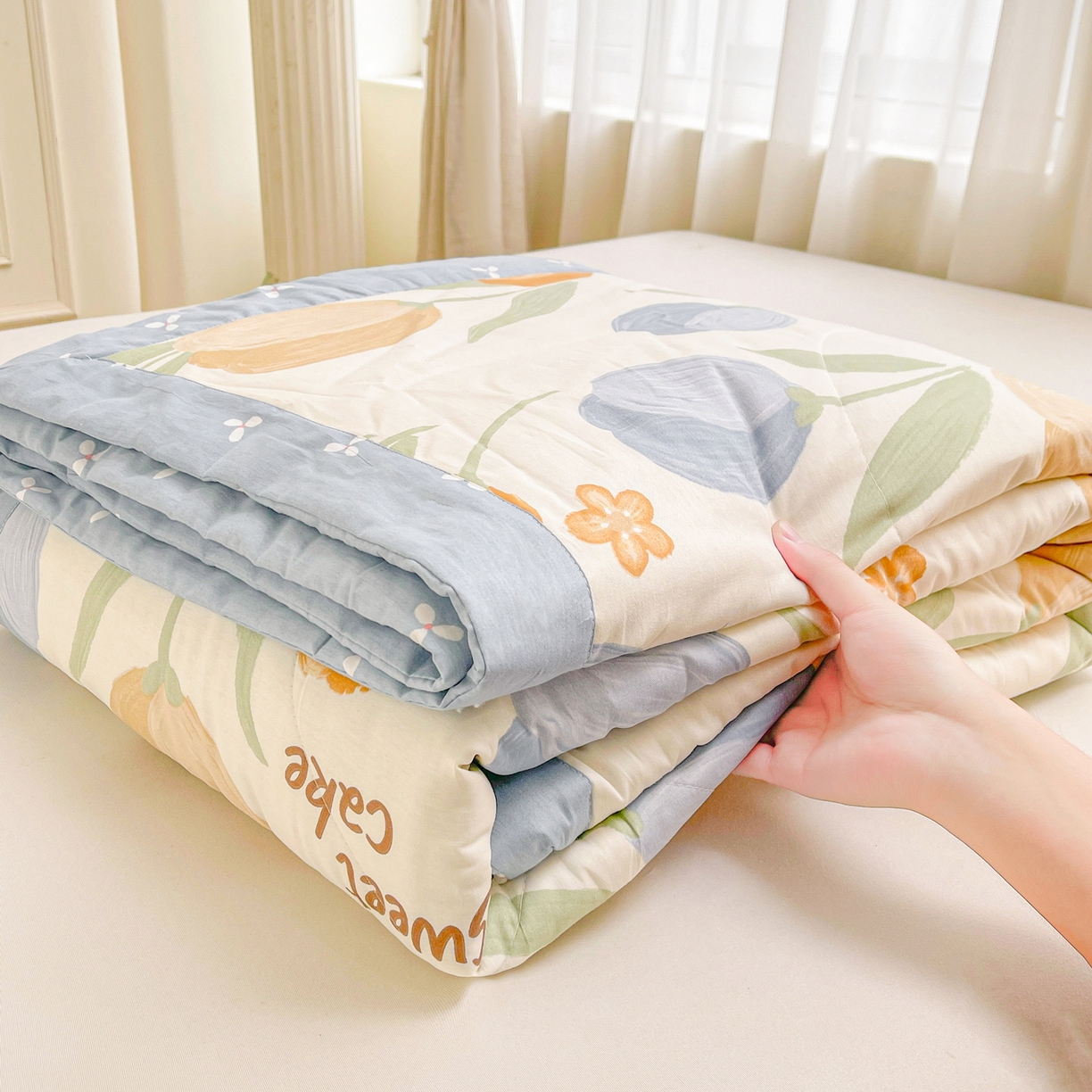 91家纺网 家纺一手货源 找家纺 格子铺 2026新款全棉纯棉印花棉花夏被夏凉被空调被 秋月私语