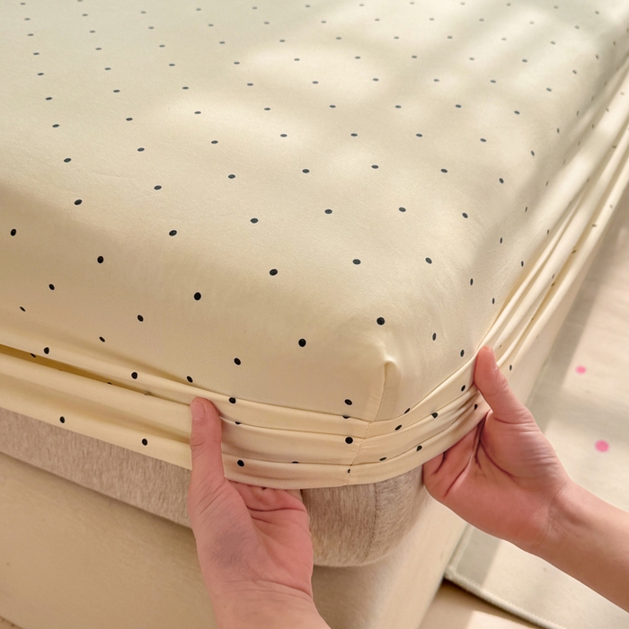 91家纺网 家纺一手货源 找家纺 仟网汇 2026新款A类古法水洗棉云感纱单床笠床笠单件 小波点