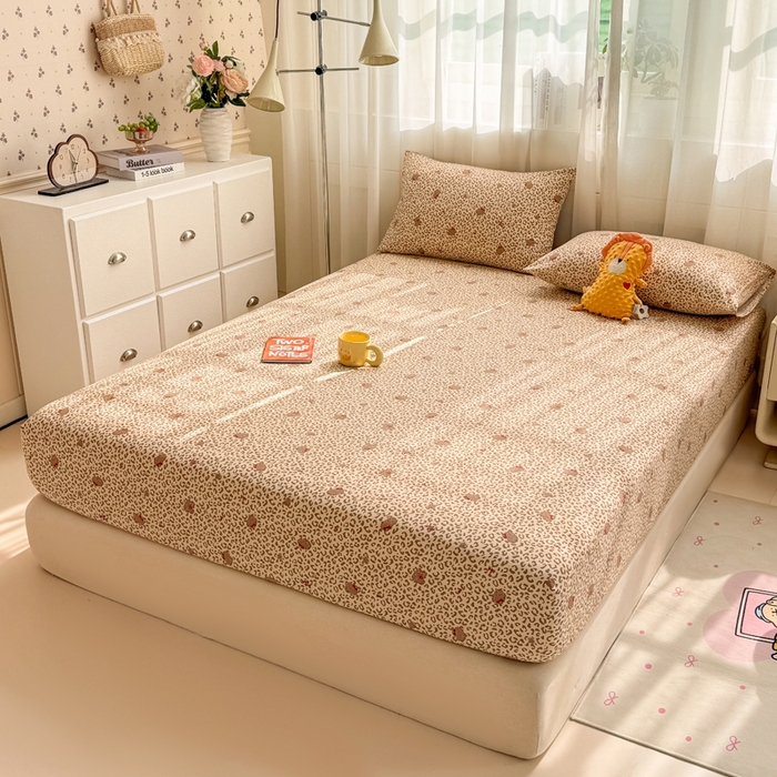 91家纺网 家纺一手货源 找家纺 仟网汇 2026新款A类古法水洗棉云感纱单床笠床笠单件 豹纹瞄咖