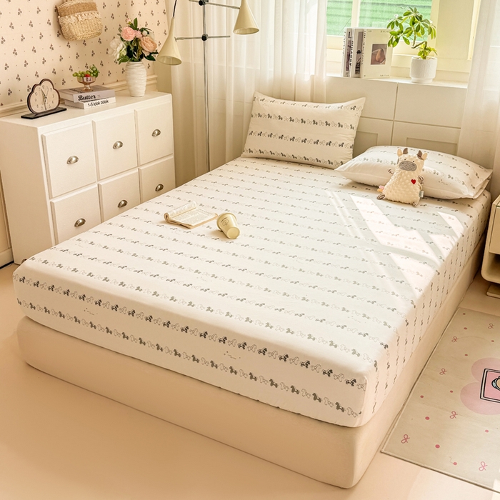 91家纺网 家纺一手货源 找家纺 仟网汇 2026新款A类古法水洗棉云感纱单床笠床笠单件 小木马