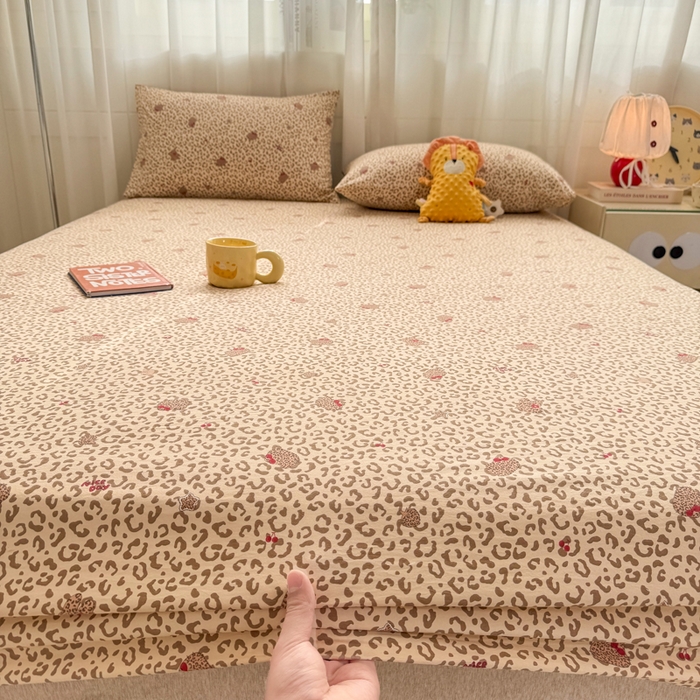 91家纺网 家纺一手货源 找家纺 仟网汇 2026新款A类古法水洗棉云感纱单床笠床笠单件 豹纹瞄咖