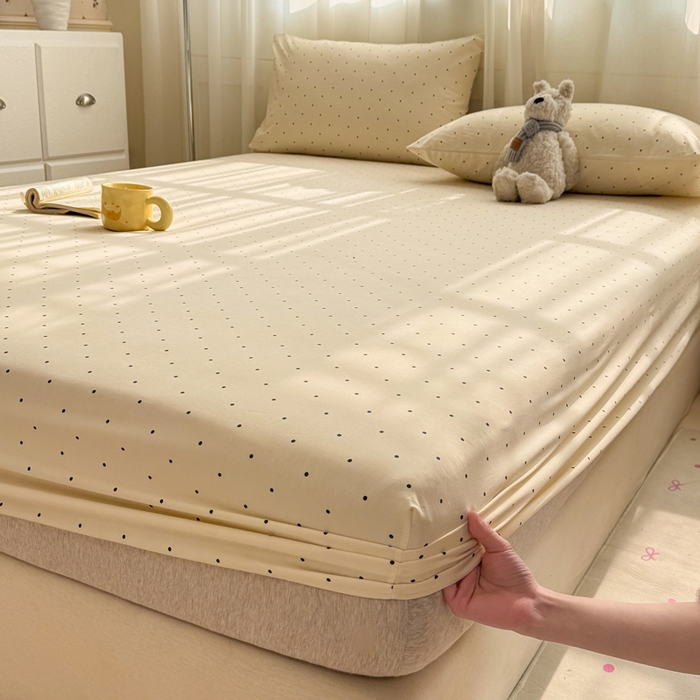 91家纺网 家纺一手货源 找家纺 仟网汇 2026新款A类古法水洗棉云感纱单床笠床笠单件 小波点