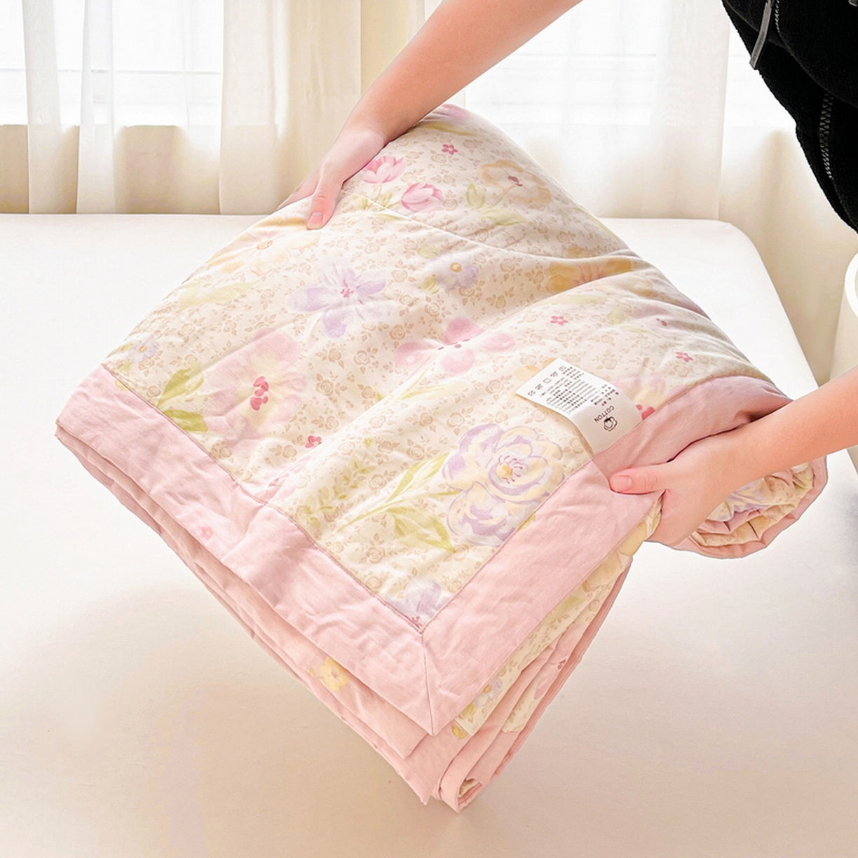 91家纺网 家纺一手货源 找家纺 格子铺 2026新款全棉纯棉印花棉花夏被夏凉被空调被 甜心花朵