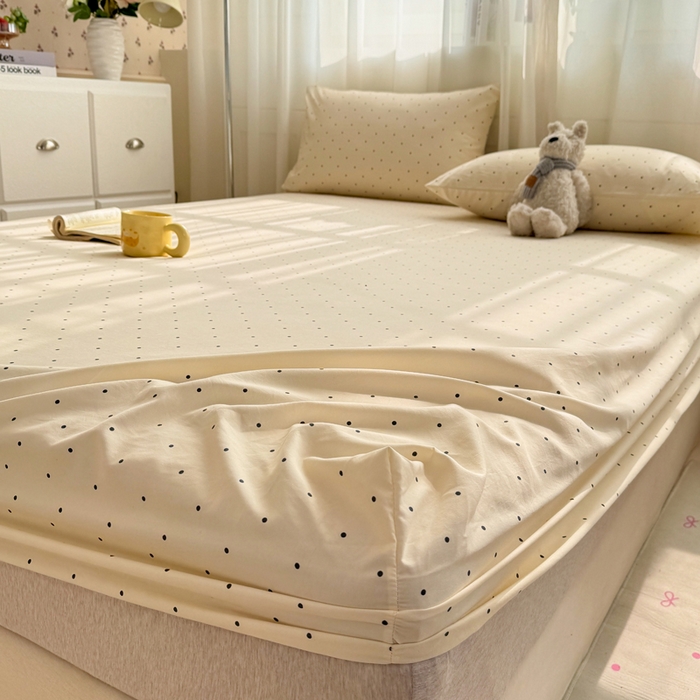 91家纺网 家纺一手货源 找家纺 仟网汇 2026新款A类古法水洗棉云感纱单床笠床笠单件 小波点