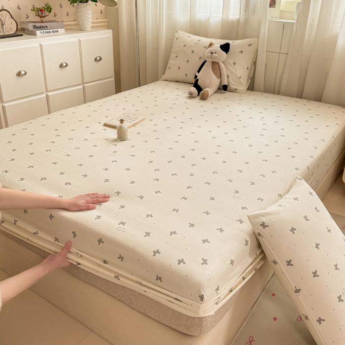 91家纺网 家纺一手货源 找家纺 仟网汇 2026新款A类古法水洗棉云感纱单床笠床笠单件 梦幻灰