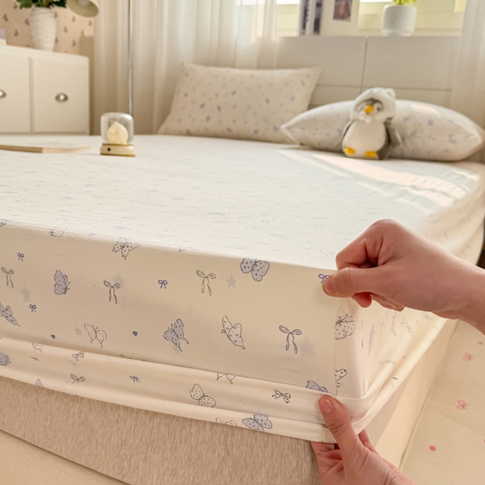 91家纺网 家纺一手货源 找家纺 仟网汇 2026新款A类古法水洗棉云感纱单床笠床笠单件 逐梦