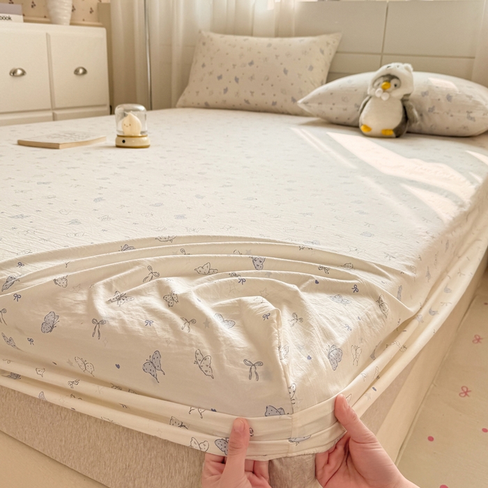 91家纺网 家纺一手货源 找家纺 仟网汇 2026新款A类古法水洗棉云感纱单床笠床笠单件 逐梦