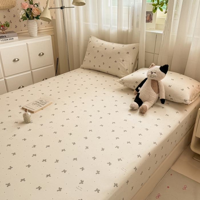 91家纺网 家纺一手货源 找家纺 仟网汇 2026新款A类古法水洗棉云感纱单床笠床笠单件 梦幻灰