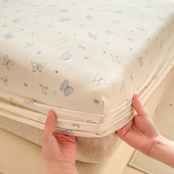 91家纺网 家纺一手货源 找家纺 仟网汇 2026新款A类古法水洗棉云感纱单床笠床笠单件 逐梦