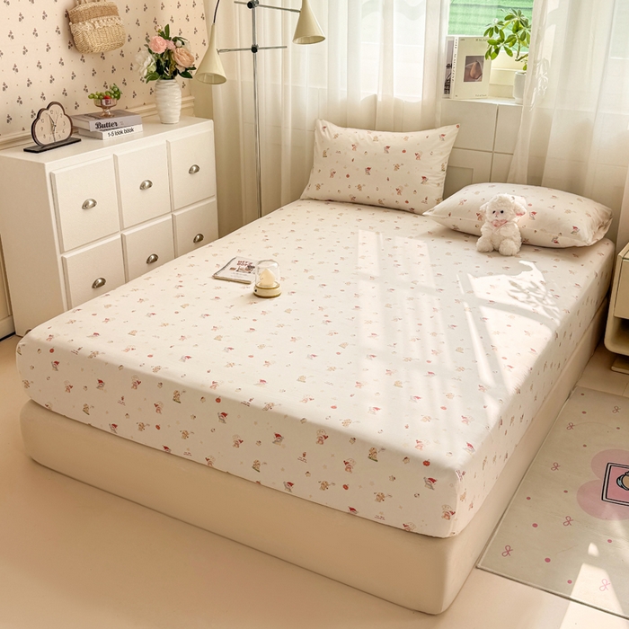 91家纺网 家纺一手货源 找家纺 仟网汇 2026新款A类古法水洗棉云感纱单床笠床笠单件 圣诞夜