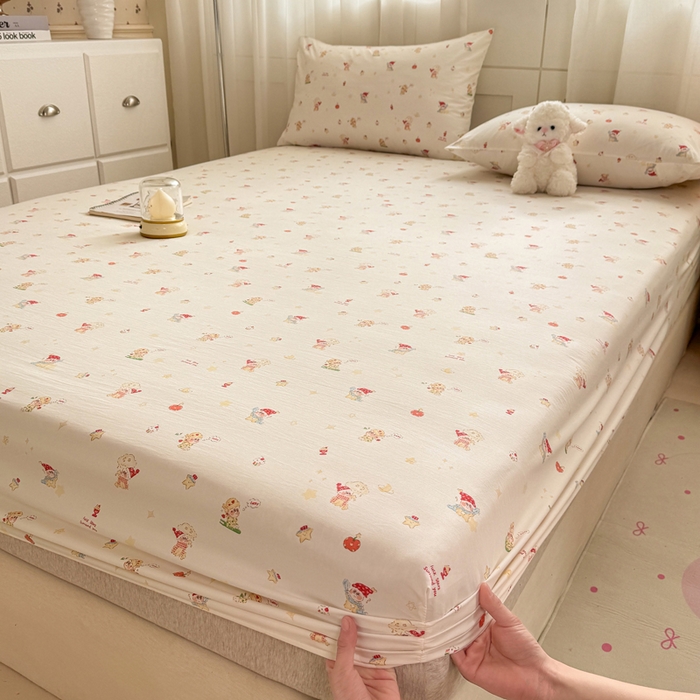 91家纺网 家纺一手货源 找家纺 仟网汇 2026新款A类古法水洗棉云感纱单床笠床笠单件 圣诞夜