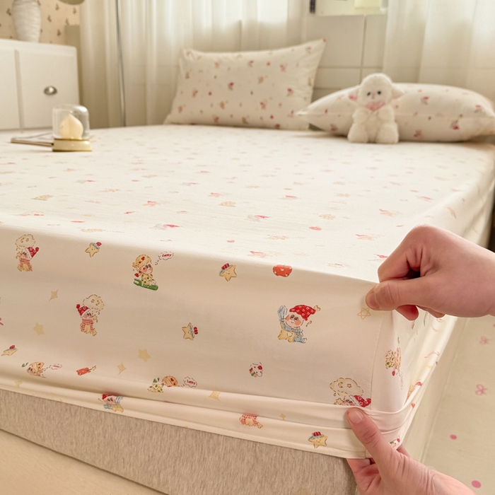 91家纺网 家纺一手货源 找家纺 仟网汇 2026新款A类古法水洗棉云感纱单床笠床笠单件 圣诞夜