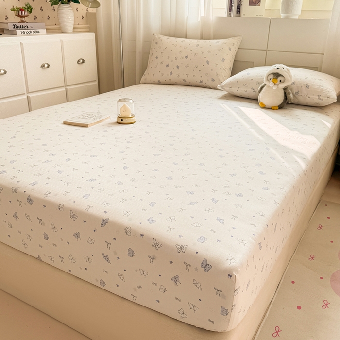 91家纺网 家纺一手货源 找家纺 仟网汇 2026新款A类古法水洗棉云感纱单床笠床笠单件 逐梦