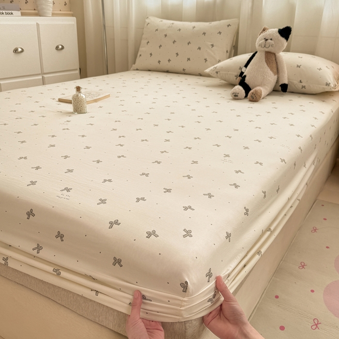 91家纺网 家纺一手货源 找家纺 仟网汇 2026新款A类古法水洗棉云感纱单床笠床笠单件 梦幻灰