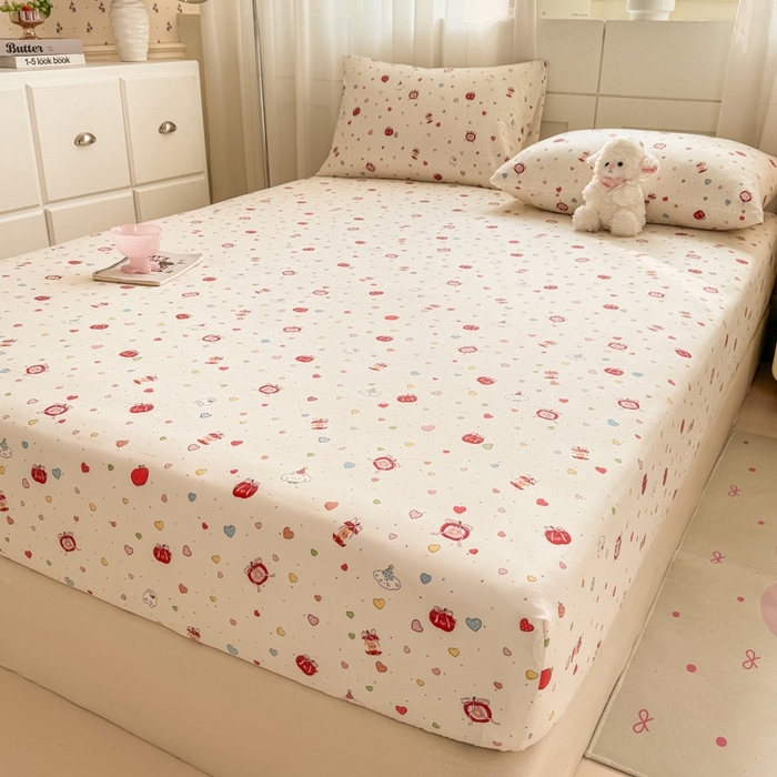 91家纺网 家纺一手货源 找家纺 仟网汇 2026新款A类古法水洗棉云感纱单床笠床笠单件 快乐时光