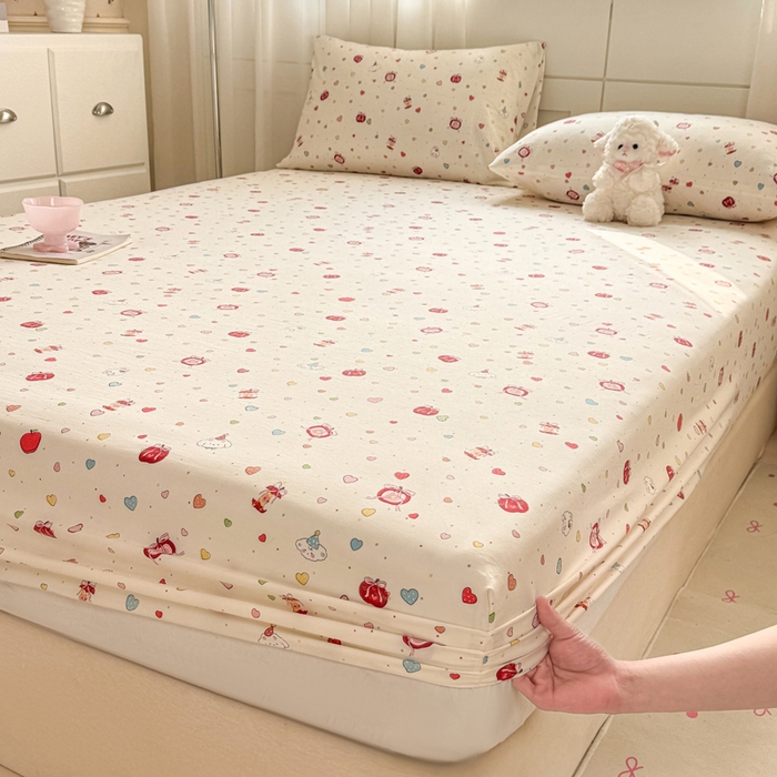 91家纺网 家纺一手货源 找家纺 仟网汇 2026新款A类古法水洗棉云感纱单床笠床笠单件 快乐时光