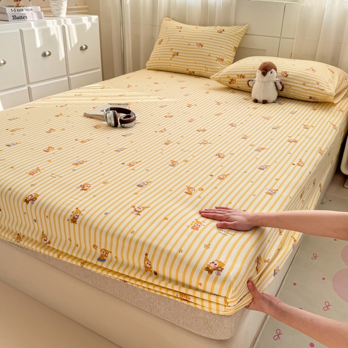 仟网汇 2026新款A类古法水洗棉云感纱单床笠床笠单件 星星仔