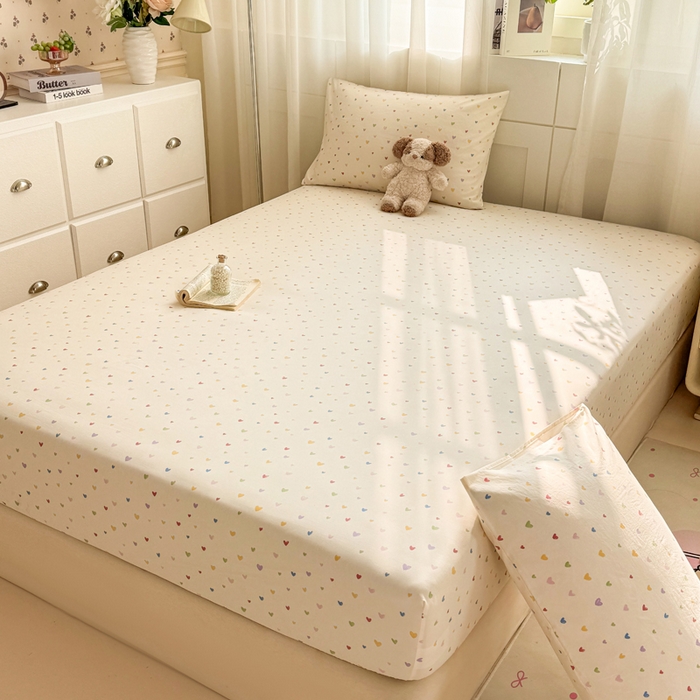 91家纺网 家纺一手货源 找家纺 仟网汇 2026新款A类古法水洗棉云感纱单床笠床笠单件 五彩斑斓