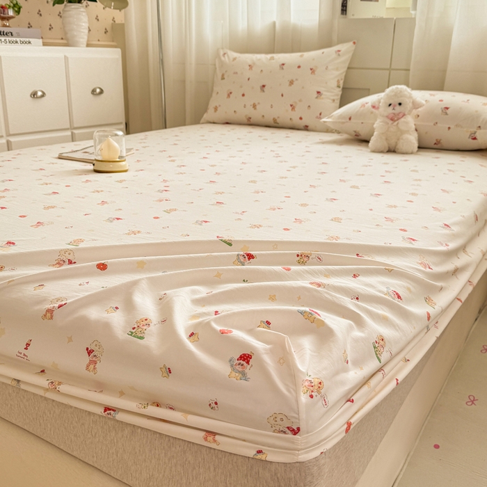 91家纺网 家纺一手货源 找家纺 仟网汇 2026新款A类古法水洗棉云感纱单床笠床笠单件 圣诞夜