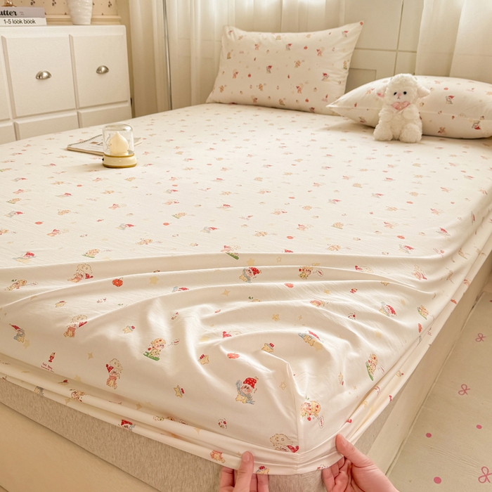 91家纺网 家纺一手货源 找家纺 仟网汇 2026新款A类古法水洗棉云感纱单床笠床笠单件 圣诞夜