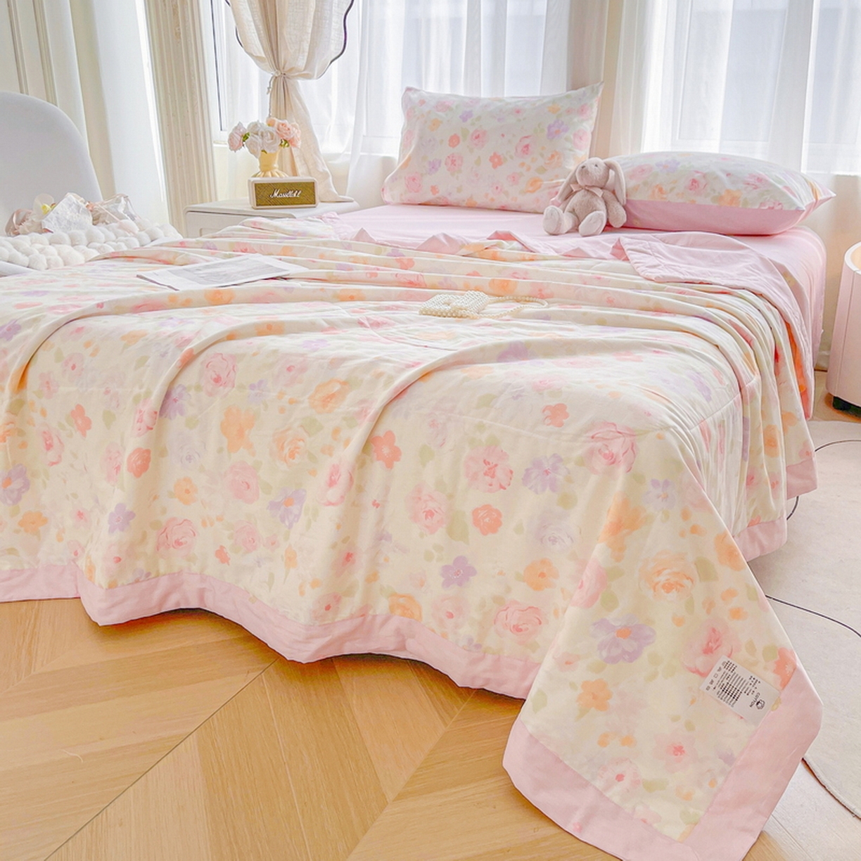 91家纺网 家纺一手货源 找家纺 格子铺 2026新款全棉纯棉印花棉花夏被夏凉被空调被 幸福花海