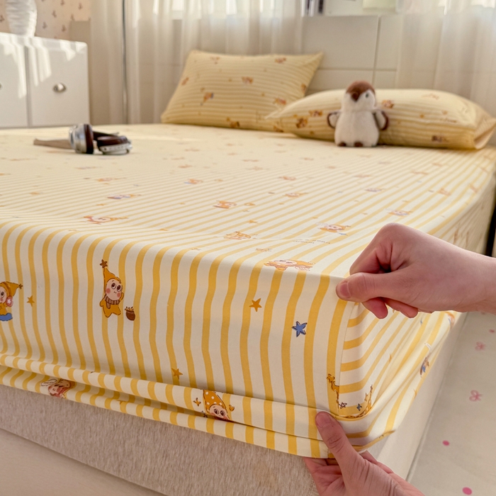 91家纺网 家纺一手货源 找家纺 仟网汇 2026新款A类古法水洗棉云感纱单床笠床笠单件 星星仔