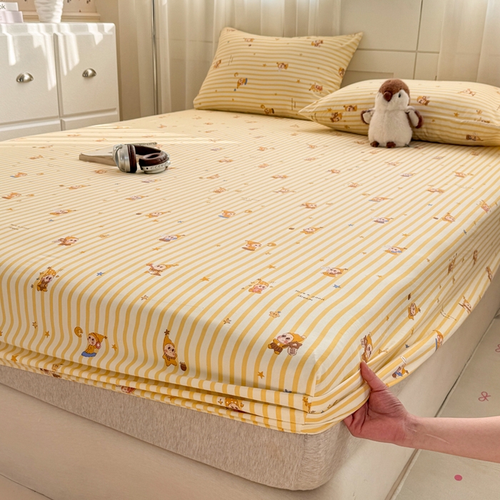 91家纺网 家纺一手货源 找家纺 仟网汇 2026新款A类古法水洗棉云感纱单床笠床笠单件 星星仔