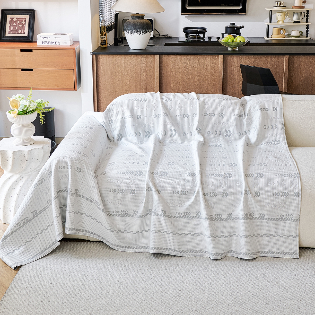 91家纺网 家纺一手货源 找家纺 （总）卡初家居（原微来） 2026新款PE凉感冰丝沙发盖毯沙发巾系列