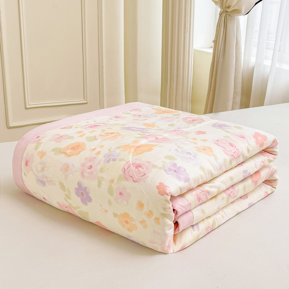 91家纺网 家纺一手货源 找家纺 格子铺 2026新款全棉纯棉印花棉花夏被夏凉被空调被 幸福花海