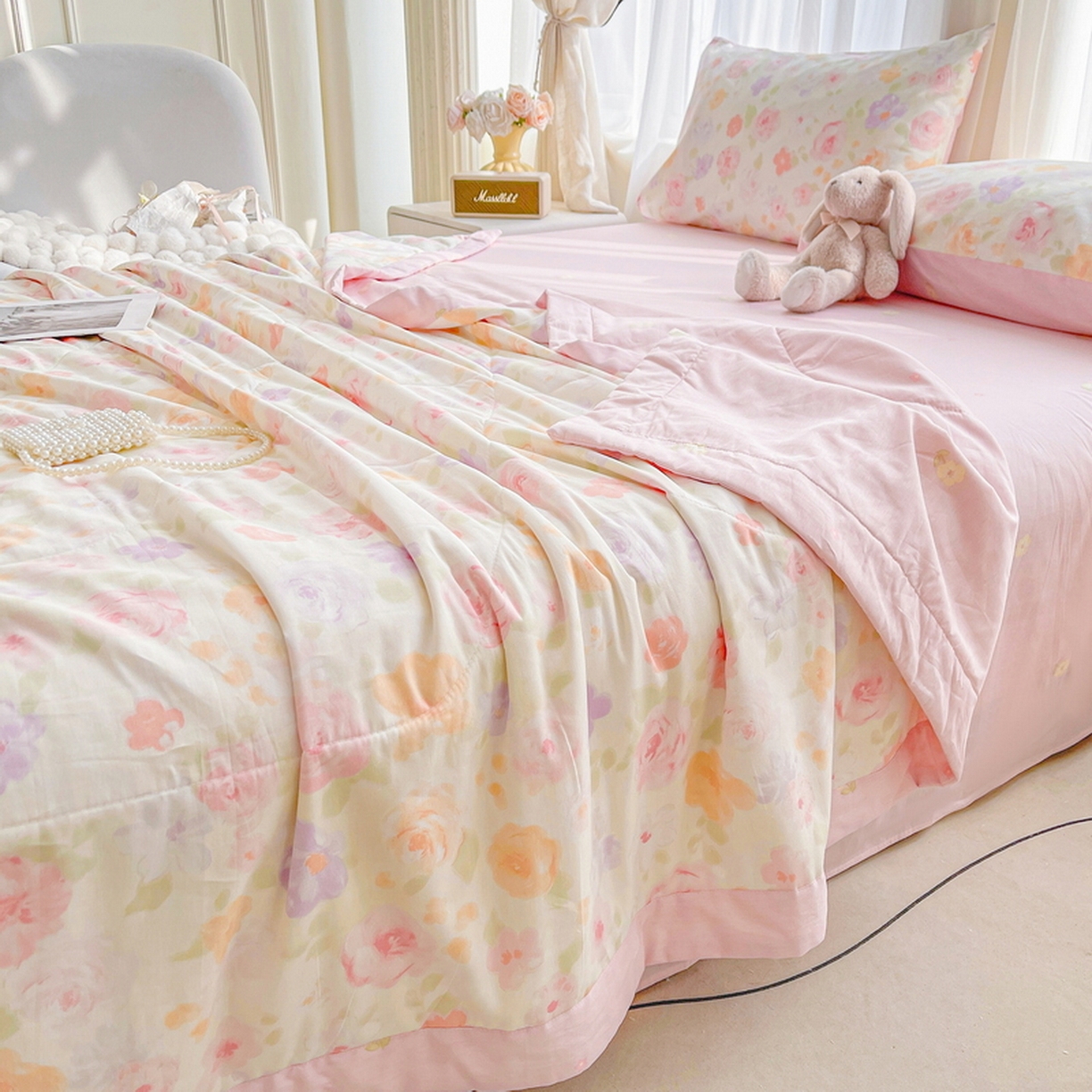 91家纺网 家纺一手货源 找家纺 格子铺 2026新款全棉纯棉印花棉花夏被夏凉被空调被 幸福花海