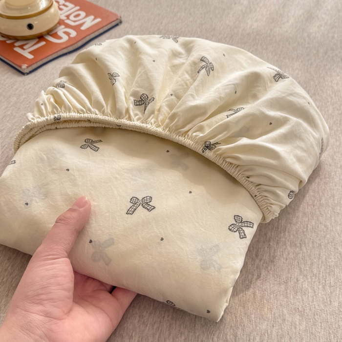 91家纺网 家纺一手货源 找家纺 仟网汇 2026新款A类古法水洗棉云感纱单床笠床笠单件 梦幻灰