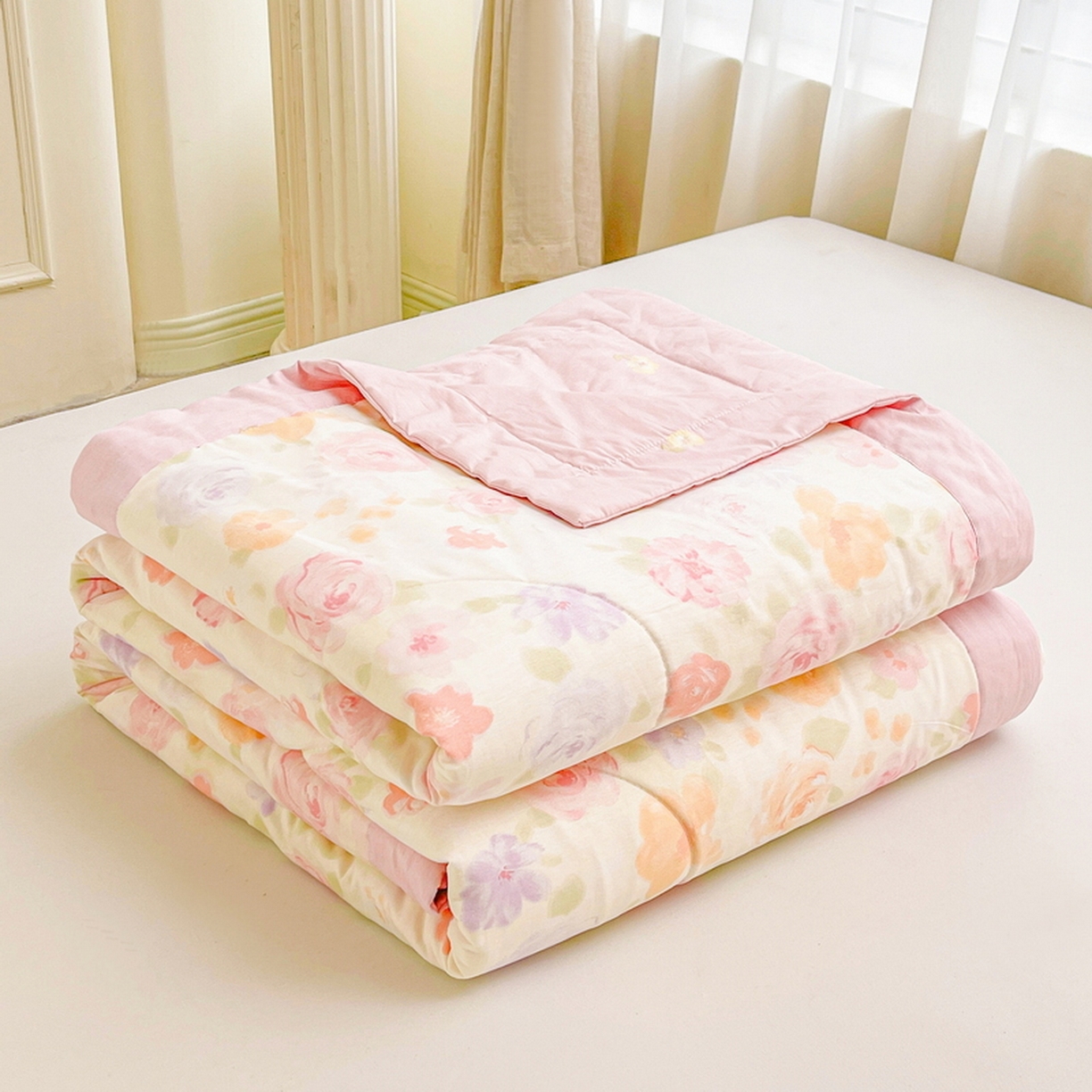 91家纺网 家纺一手货源 找家纺 格子铺 2026新款全棉纯棉印花棉花夏被夏凉被空调被 幸福花海