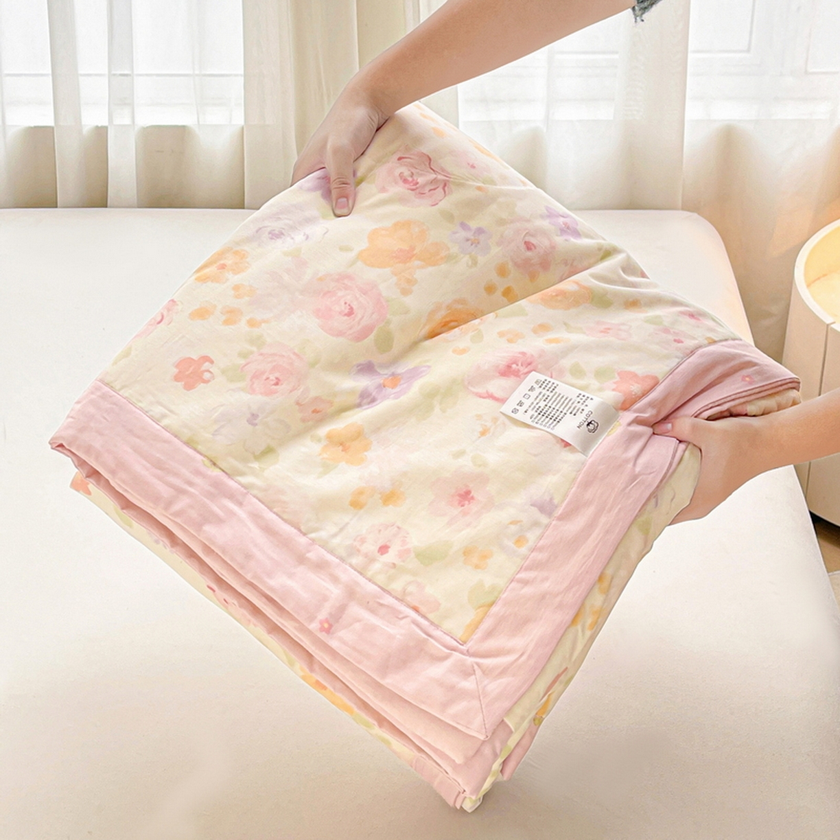 91家纺网 家纺一手货源 找家纺 格子铺 2026新款全棉纯棉印花棉花夏被夏凉被空调被 幸福花海