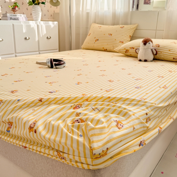 91家纺网 家纺一手货源 找家纺 仟网汇 2026新款A类古法水洗棉云感纱单床笠床笠单件 星星仔