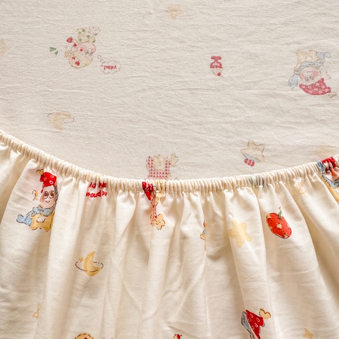 91家纺网 家纺一手货源 找家纺 仟网汇 2026新款A类古法水洗棉云感纱单床笠床笠单件 圣诞夜