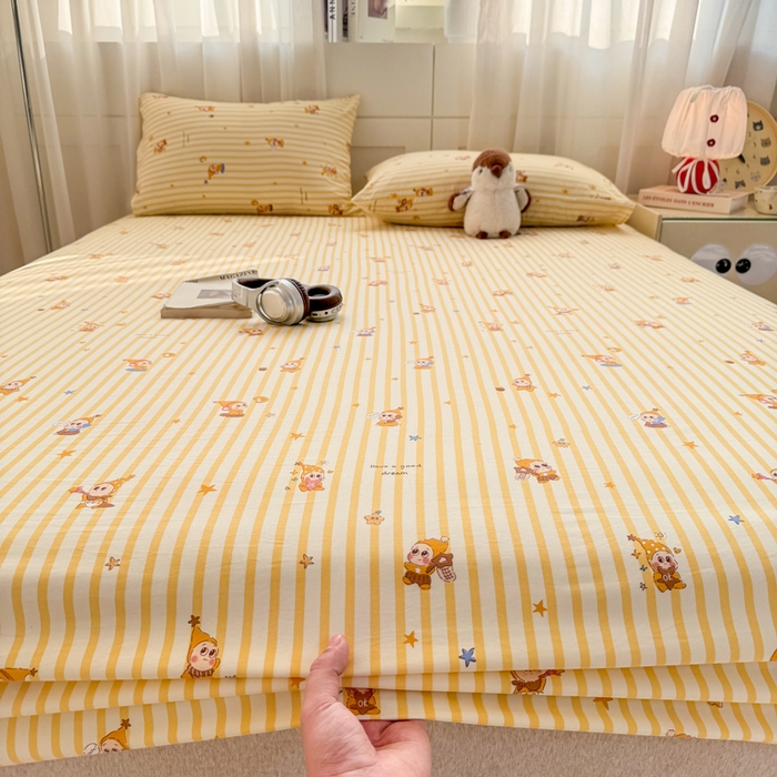 91家纺网 家纺一手货源 找家纺 仟网汇 2026新款A类古法水洗棉云感纱单床笠床笠单件 星星仔