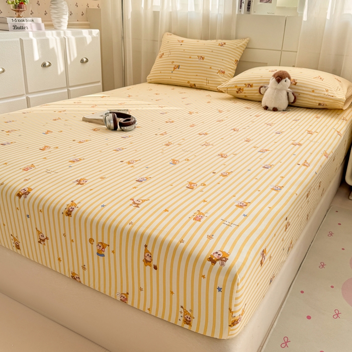 91家纺网 家纺一手货源 找家纺 仟网汇 2026新款A类古法水洗棉云感纱单床笠床笠单件 星星仔