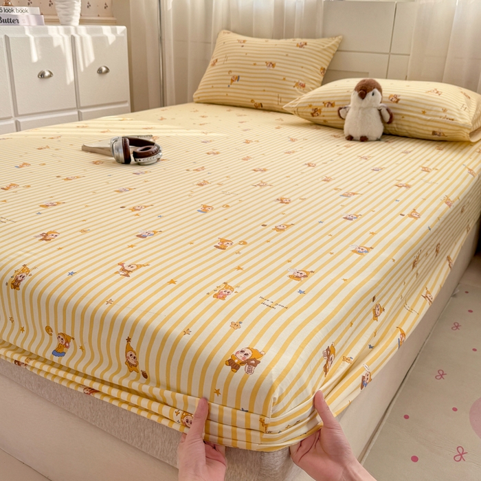 91家纺网 家纺一手货源 找家纺 仟网汇 2026新款A类古法水洗棉云感纱单床笠床笠单件 星星仔